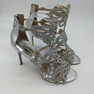 Badgley Mischka Womens Silver Pump Heels Size US 9